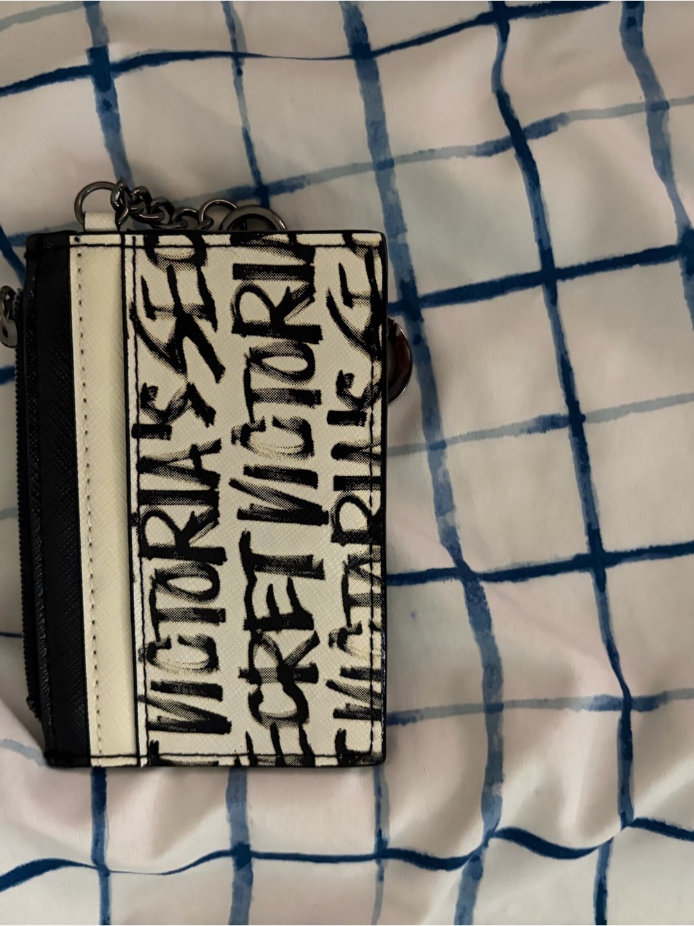 Victoria's Secret Cream, Black & Purple Graphic Cardholder Keychain - Picture 3 of 3